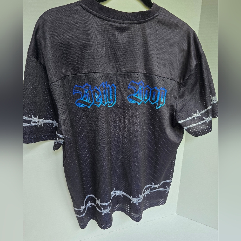 Betty Boop Y2K Vintage Black Jersey Blue Flames Motorcycle - Picture 3 of 7